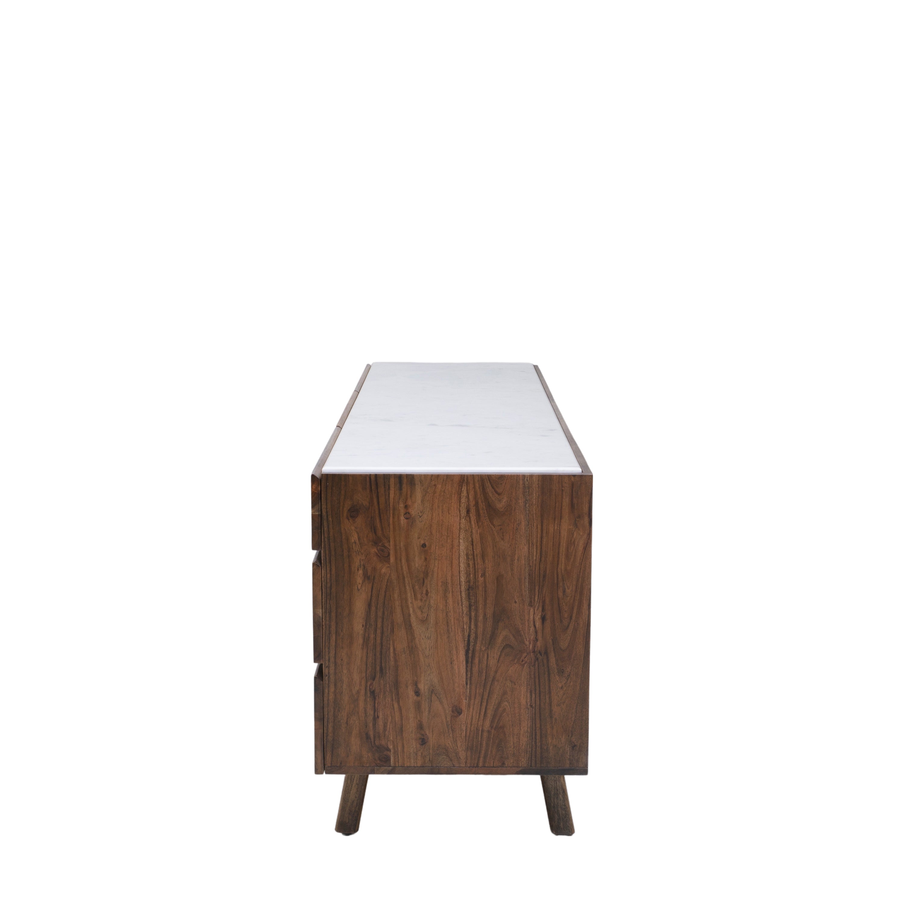 Barcino Brown Acacia Wood & White Marble Sideboard